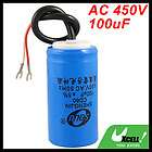 100uf Wire Lead Connection Motor Starting Capacitor AC 450V