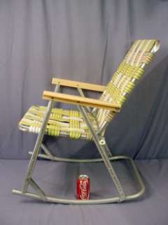Vintage Aluminum Folding Webbed Rocking Lawn Chair Deck Camping 5 lbs 
