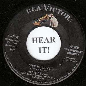 Jesse Belvin R&B 45 (RCA #7596) Give Me Love VG+  