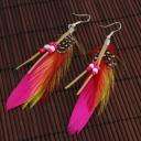 New Fashionable White spots on the red feather earrings  