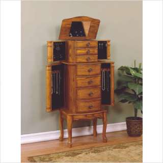 QUEEN ANNE Style Wood JEWELRY ARMOIRE Cabinet Box Chest  