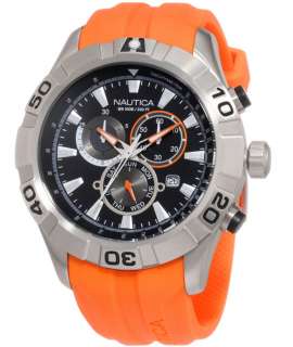 NEW Nautica N17586G NSR 08 Sporty Resin Orange Chronograph Watch 