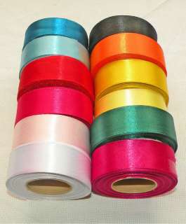 inch wide SATIN RIBBON, 12 Vibrant Colours, 15 Yd/rol  