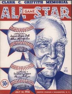 1956 ALL STAR Baseball Game Program, Washington, DC  