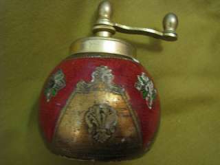 Italian Brass Gold Painted Wood Pepper Mill Grinder  