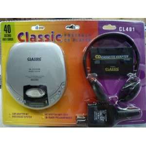   40 SECOND ANTI SHOCK PORTABLE CD PLAYER (CL401) W Car Cassette Adapter