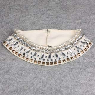 Women White Crystal Rhinestone Stud Choker Wrap Shawl Necklace Charm 
