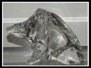 Unusual Signed Baccarat French Crystal Warthog Sculpture NR  