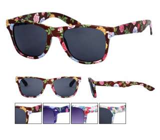 New Colour Floral Frame Wayfarer Sunglasses Dark Lens 80s Retro Pipel 