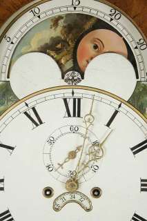 English Antique Mahogany Tall Case Grandfather Moon Phase Clock  