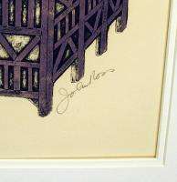 John Ross Cul de Sac SIGNEDN matted Collagraph, buildings SUBMIT 