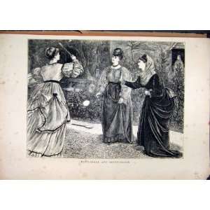 1871 Frauen Sport Battledoor Federball Garten Spiel  Küche 