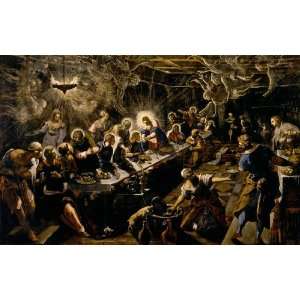 Leinwanddruck (50 x 35, Artist) von Tintoretto, Abendmahl, weißer 