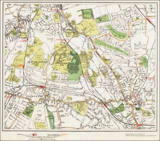 Beckenham Bromley Downham area Map London 1932 #111 112  