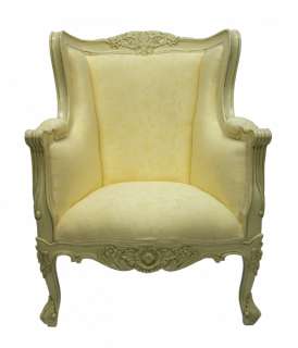 French Style Library Furniture Wing Bedroom Chair White  