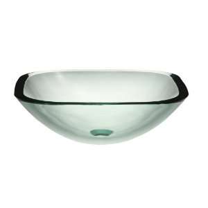 Decolav 1139T TNG Translucence Square Glass Vessel Sink, Transparent 