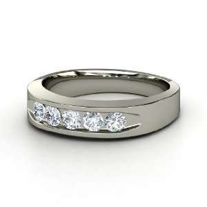  Quin Gem Culvert Ring, 14K White Gold Ring with Diamond 