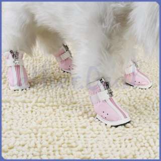 4x Pink Leder Hundeschuhe Schuhe für den Hund   Größe 1  