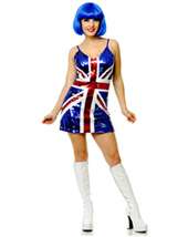 Womens Sexy British Flag Sequin Dress Costume