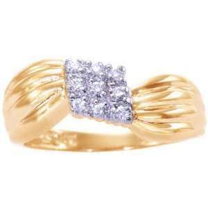   Gold Diamond Cluster Promise Ring Diamond, size7.5 diViene Jewelry