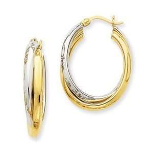    14k Gold Two tone Polished Double Oval Hoop Earrings Jewelry