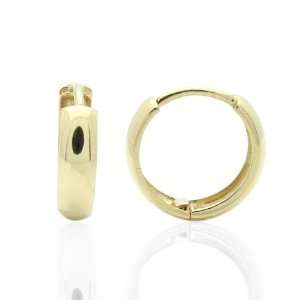  Gold Huggie Hoop Earrings 3mm, 10mm Diameter Yellow Gold Domed Hoop 