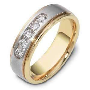   Yellow Gold & Titanium 5 Diamond Wedding Band   8 Dora Rings Jewelry