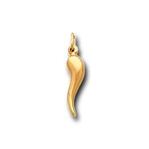  14K Solid Yellow Gold Small Horn Charm Pendant IceNGold Jewelry