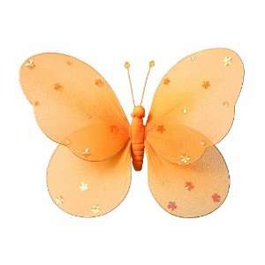 Hanging Butterfly 22 X Large Orange Nylon Butterfly with Sequins and 