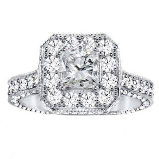  1.50 CT TW Diamond Halo Engagement Ring in 18k White Gold 