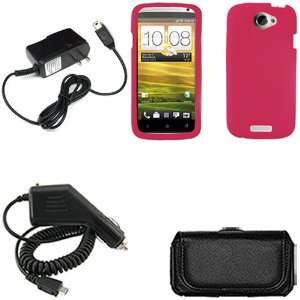  iFase Brand HTC One S Combo Solid Hot Pink Silicon Skin 