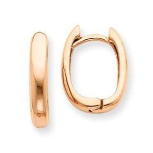  14k Gold Rose Gold Oval Hinged Hoop Earrings Jewelry