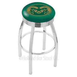  State Rams Logo Chrome Swivel Bar Stool Base with Ribbed Accent Ring 