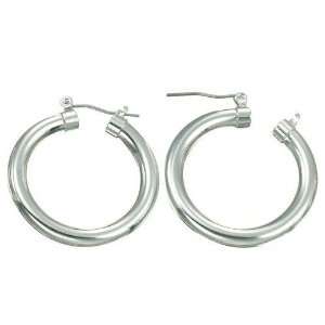  White Gold Plated 30mm Hoop Earrings Jewelry