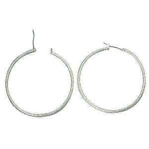  White Gold Plated 50mm Hoop Earrings Jewelry