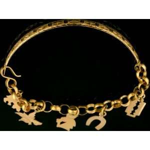    Handcrafted Bracelet with Charm   18 K Gold 
