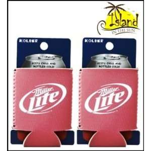  (2) Miller Lite Logo Pink Women Beer Can Koozies Cooler 