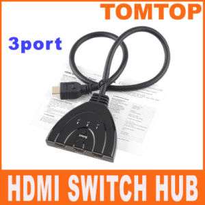 3Port HDMI Switch Hub Splitter Switcher Pigtail For PS3  