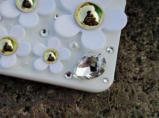 Luxury 3D Designer Bling Crystal Pearl Flowers Case Cover for Apple 