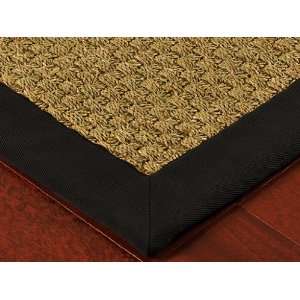  Harbor Basketweave Seagrass Rug 4x6   Black, Cotton 