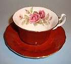 Pretty Brown & Pink Roses Adderley Tea Cup and Saucer Set