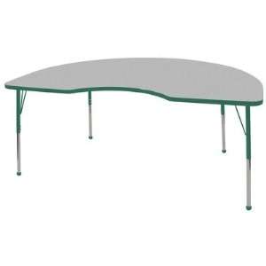  Shaped Adjustable Activity Table in Gray Edge Banding Green, Leg 