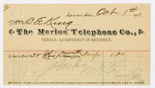1901 Marion Alabama Telephone Company Receipt  