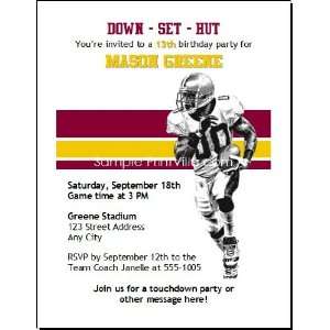   Redskins Colored Football Birthday Party Invitation 