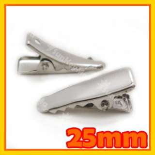 50 X 25MM Alligator Clips Teeth Hair prong Silver HC067  