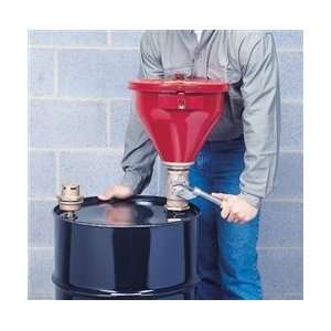 Justrite Metal Drum Funnel with flame arrester and tip over protection 