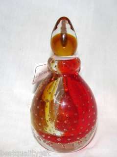 MURANO GLASSWARE RED,AMBER BUBBLE WORK PERFUME BOTTLE  
