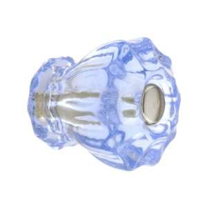  Small Fluted Light Blue Glass Cabinet Knob With Nickel 