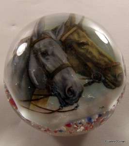 Vintage Art Glass THOROUGHBRED HORSE Frit Magnum Paperweight  