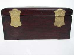 Chinese Antique 18th Cent Jade & Teak Jewelry Boxes  